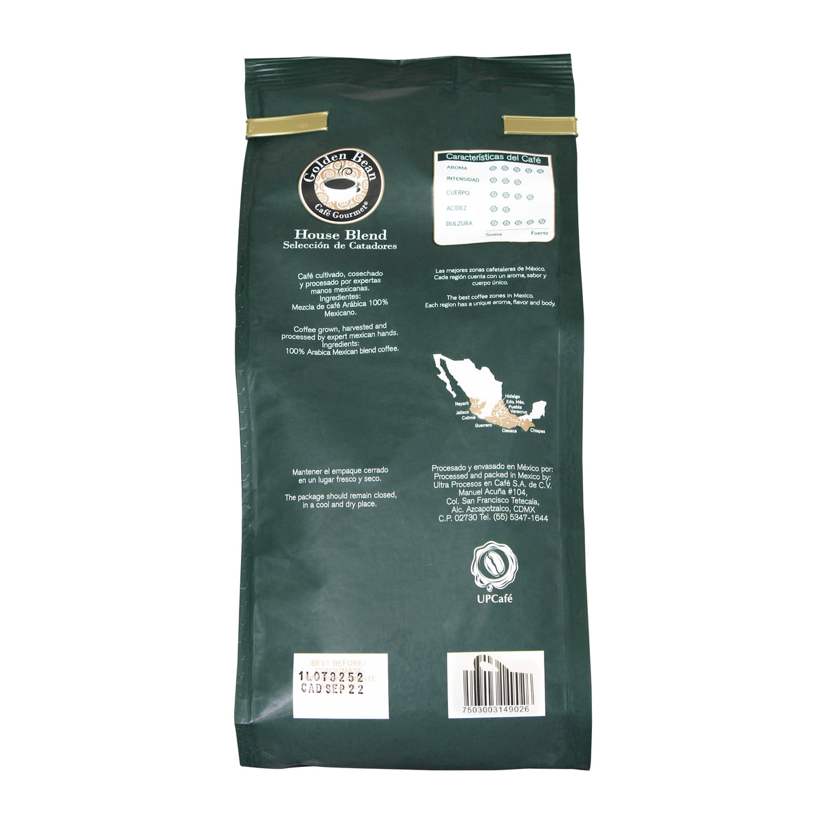 Golden Bean House Blend Gourmet Descafeinado Molido 454 g – Consume lo que  México Produce